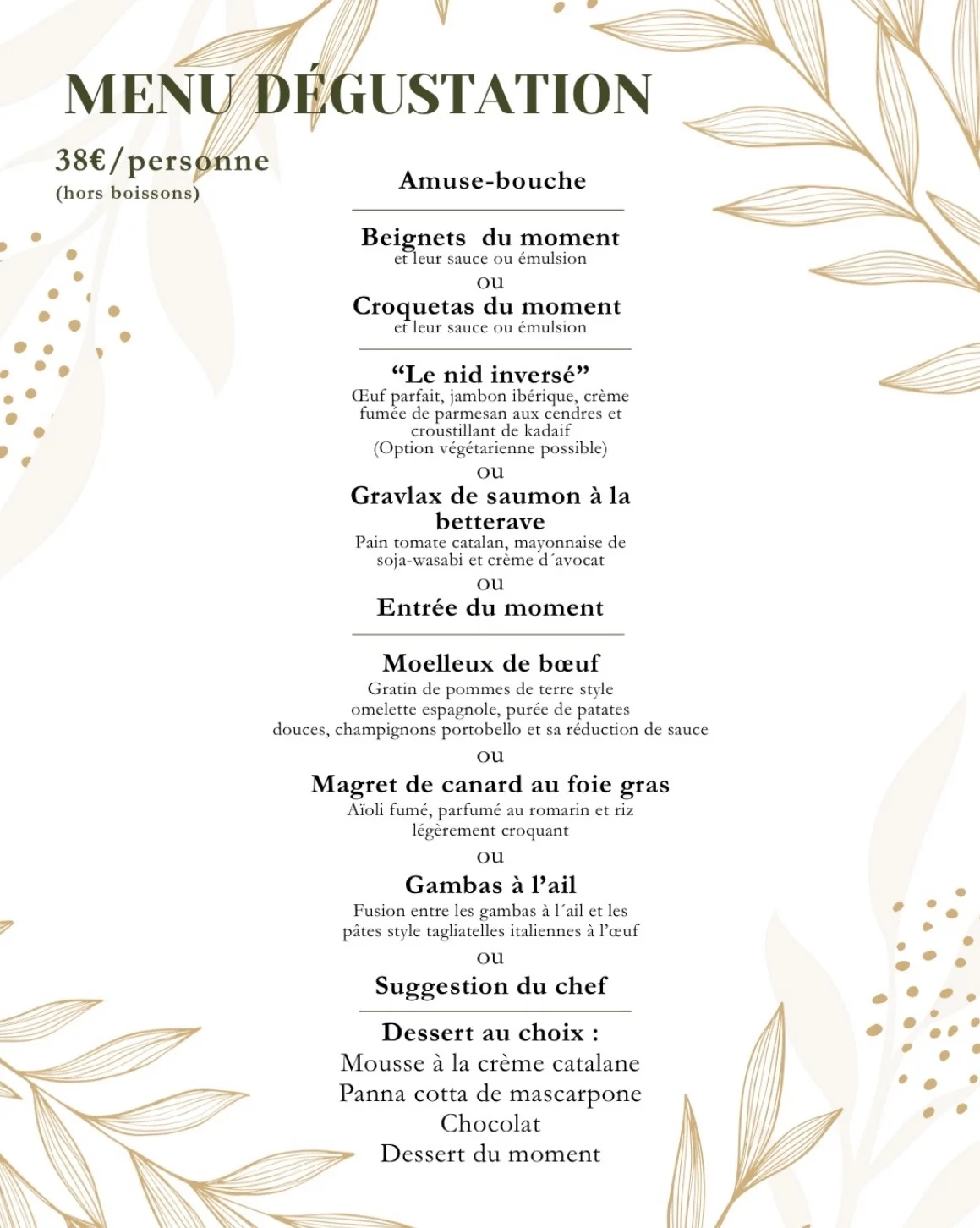 Menu Dégustation, restaurant La Grange à Marchiennes